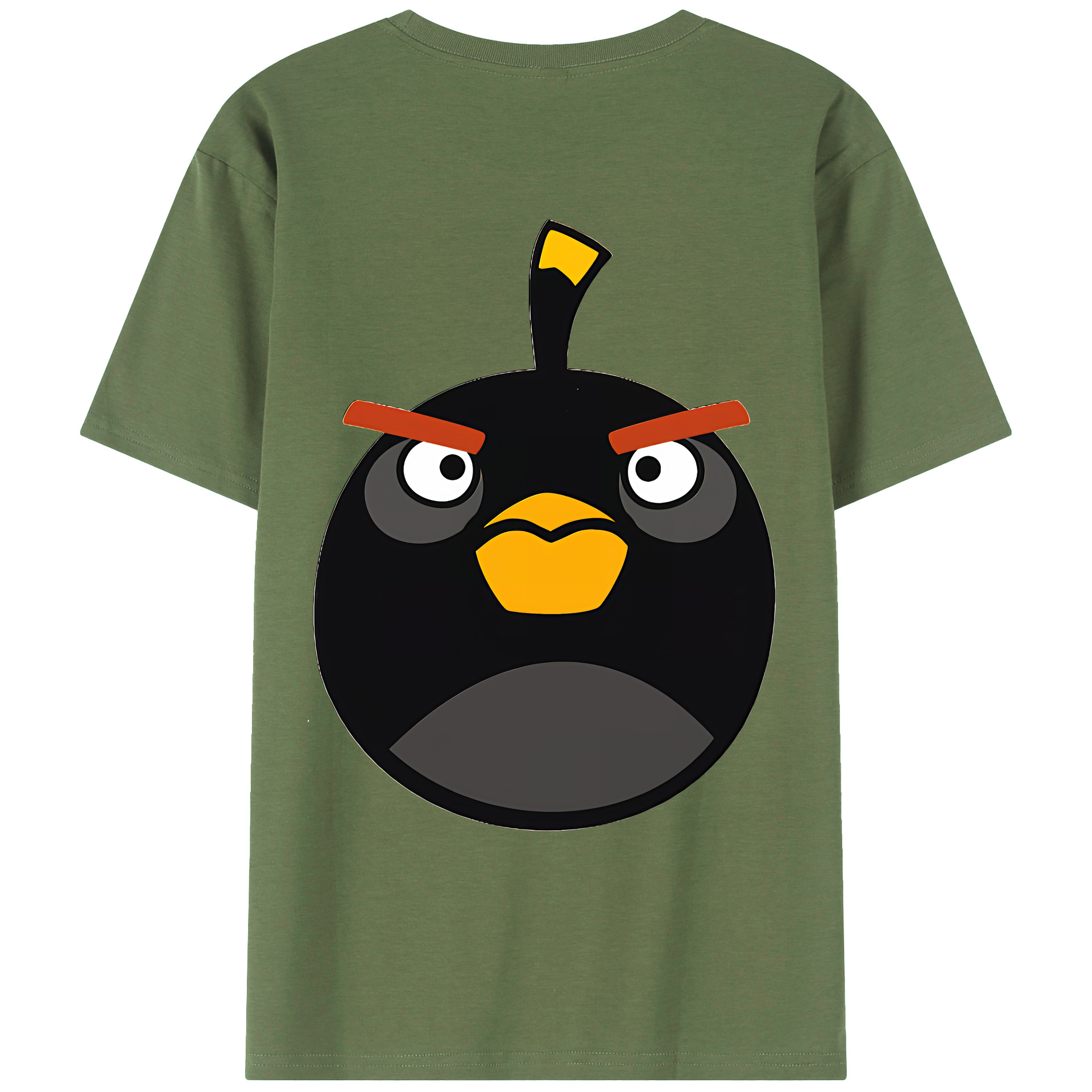 （画像用） Angry Birds アングリーバード 綿100％ メンズ半袖Tシャツ（バックプリント） 通気性